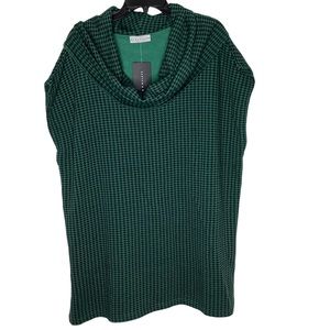 Pike Houndstooth Print Cowl Neck Short Sleeve Bamboo Fleece Overside Pon…